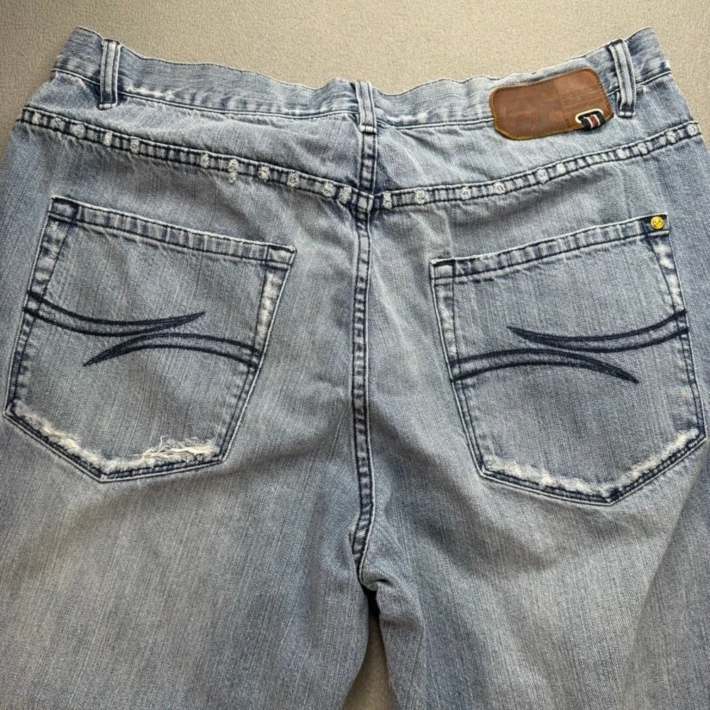 Phat Farm Jeans Men 38x30 Blue Wide Leg Baggy Hip Hop Y2K 90s Denim Embroidered